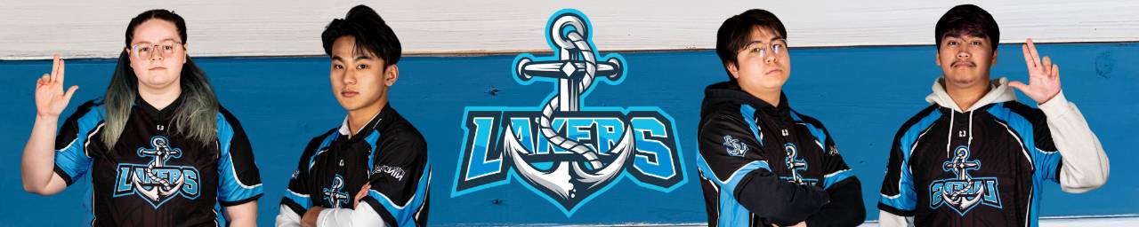 Header image of Laker Esports Club logo and esports club members.